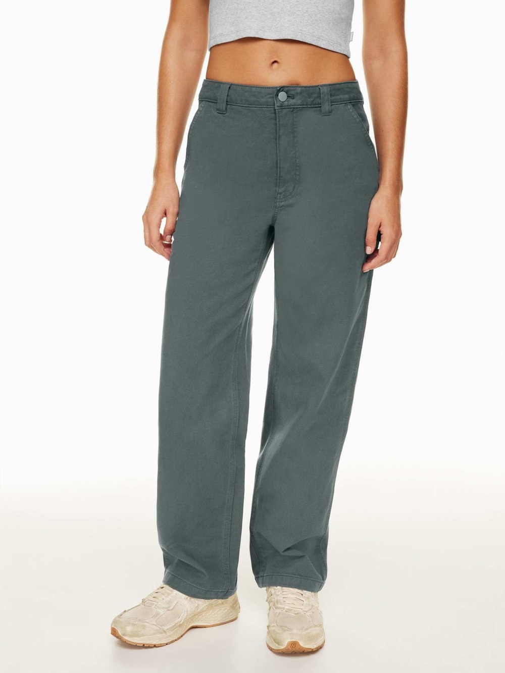 Aritzia TNA Greenwich Pant - Echo Grey High-Waist Carpenter Cotton Twill Pants